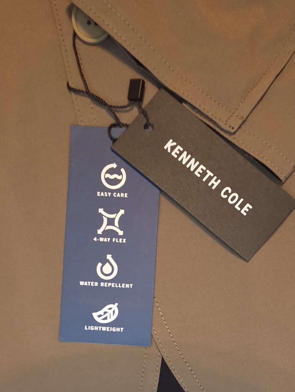 NWT Kenneth Cole Techni-Cole Water Repellent Blazer Tan Men's M Lightweight - Picture 3 of 5